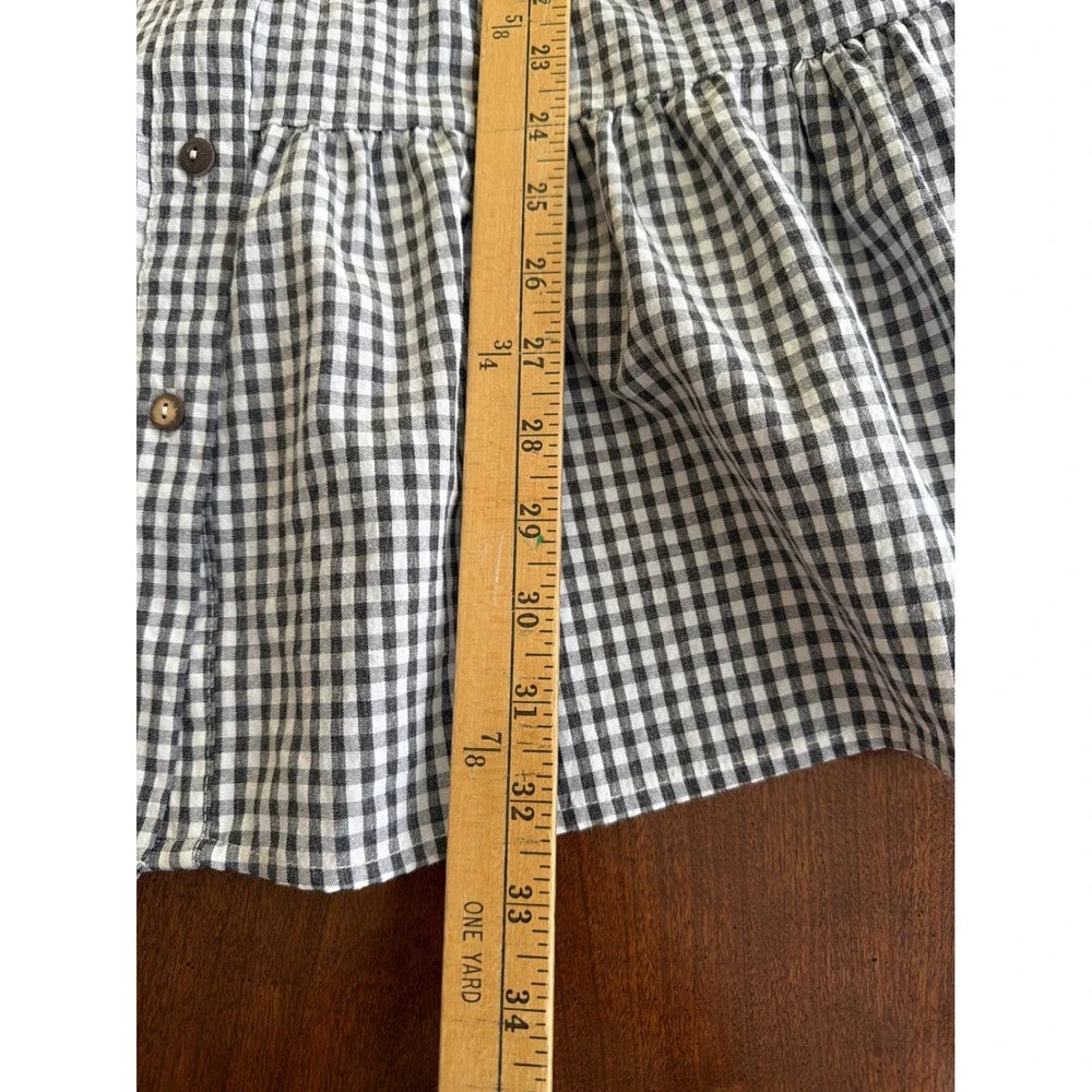 Petal + Pup Mini Dress Women Black White Gingham Tiered Button Small Medium